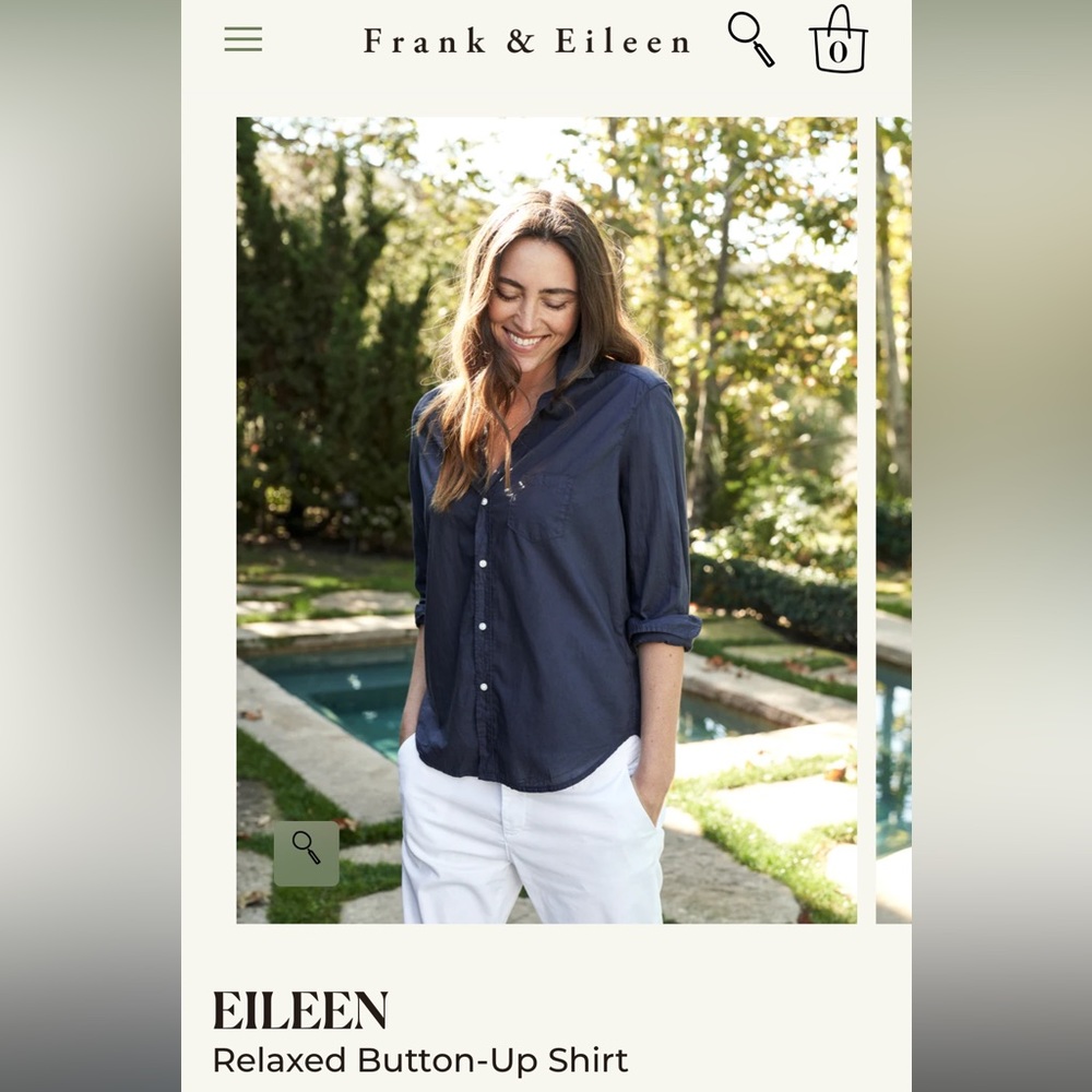 Frank & Eileen “Eileen Relaxed Button-Up Short in Featherweight” style in navy